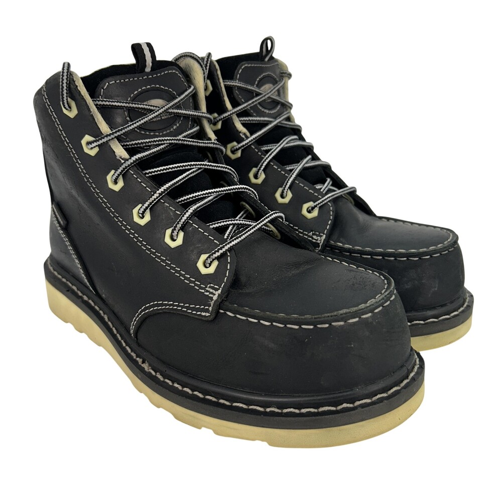Avenger Boots Womens Size 7.5 Black Leather Wedge Moc Waterproof Work A7552
